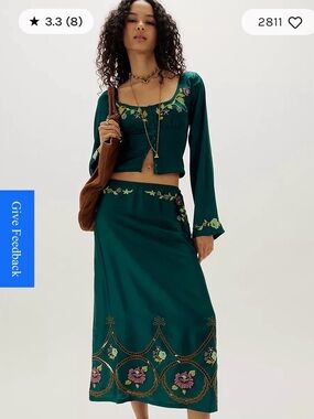 NWT Free People Autumn Bloom Midi Skirt Set Size Large